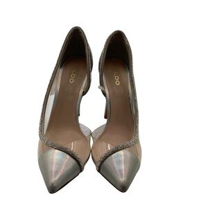 Aldo Metallic Silver and‎ Nude Heels